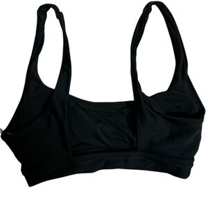 NWT Aerie American Eagle Black Wide Strap Scoop Bikini Top Square‎ Back Sz Small